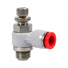 SC-BL-04-G14-EC Фитинг угловой с регулировкой расхода (пневмодроссель), 4мм x G 1/4
